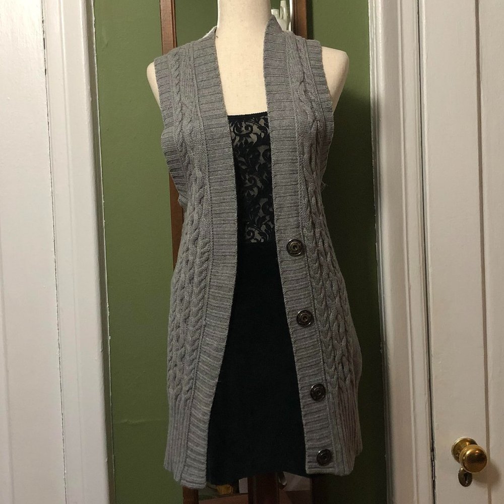banana republic medium gray wool long vest